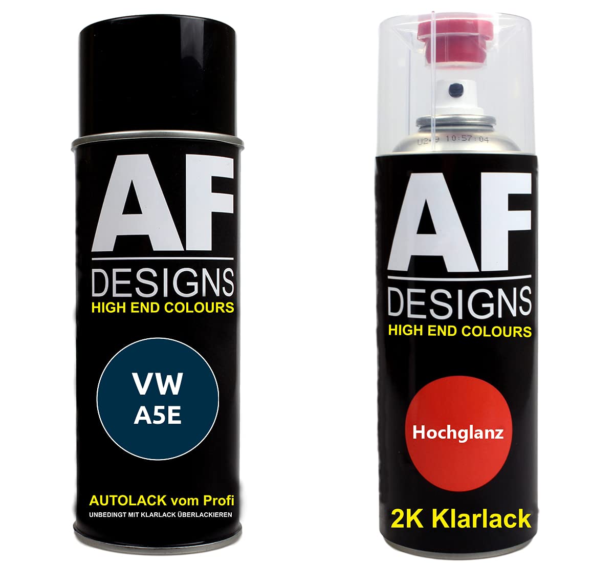 Autolack Spraydose Set für VW A5E Maritimblau 2K Klarlack Basislack Sprühdose Spraydosen 2x400ml von Alex Flittner Designs