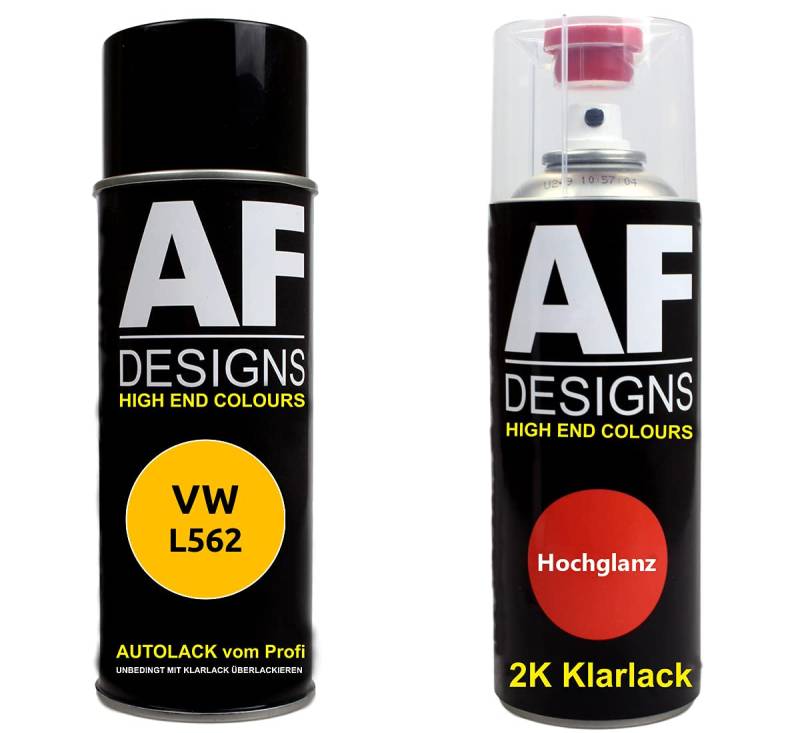 Autolack Spraydose Set für VW L562 Schweizer-Postgelb 2K Klarlack Basislack Sprühdose Spraydosen 2x400ml von Alex Flittner Designs