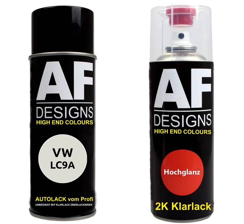 Alex Flittner Designs Autolack Spraydose Set für VW LC9A Pure White 2K Klarlack Basislack Sprühdose Spraydosen 2x400ml von Alex Flittner Designs