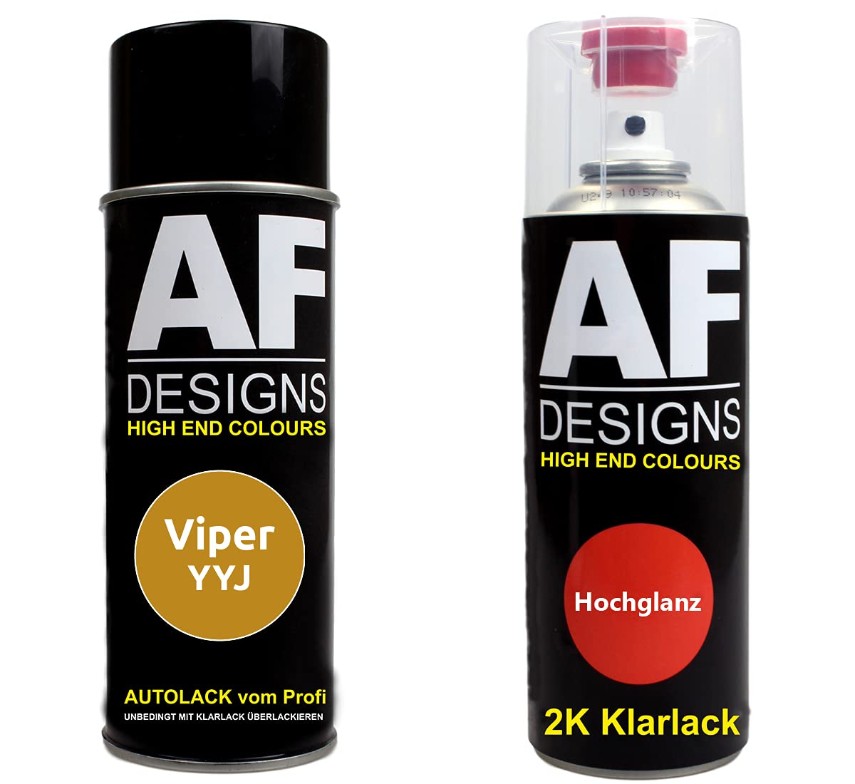 Autolack Spraydose Set für Viper YYJ Inca Gold Perl Metallic 2K Klarlack Basislack Sprühdose Spraydosen 2x400ml von Alex Flittner Designs