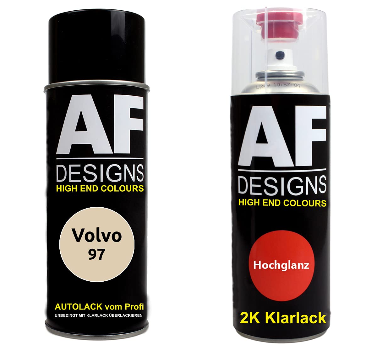 Alex Flittner Designs Autolack Spraydose Set für Volvo 97 Gelb 2K Klarlack Basislack Sprühdose Spraydosen 2x400ml von Alex Flittner Designs