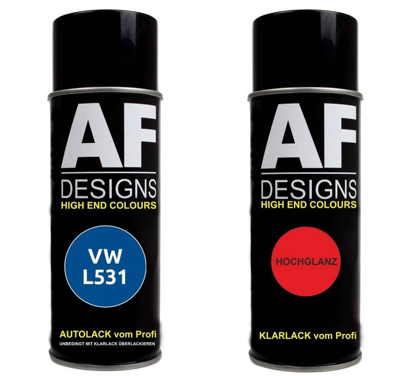 Autolack Spraydose Set geeignet für VW/Volkswagen Königsblau L531 Basislack Klarlack Sprühdose 400ml von Alex Flittner Designs