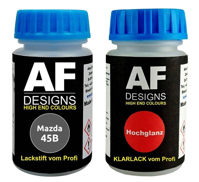 Lackstift Mazda 45B Etarnal Blue Perl + Klarlack je 50ml Autolack Basislack Set von Alex Flittner Designs