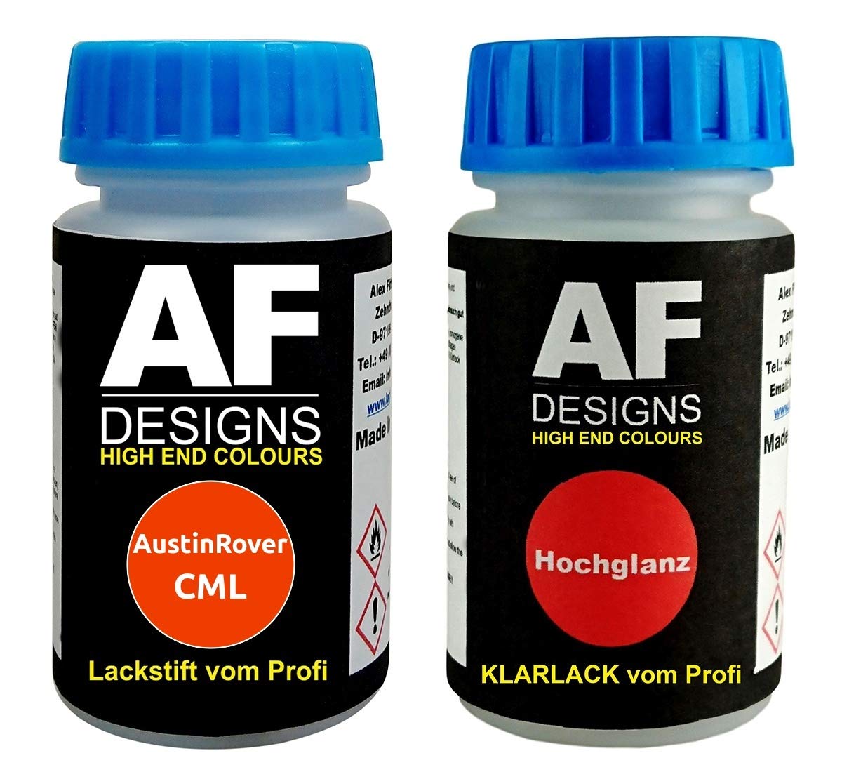 Alex Flittner Designs Lackstift für AustinRover CML Vermillion Red + Klarlack je 50ml Autolack Basislack SET von Alex Flittner Designs