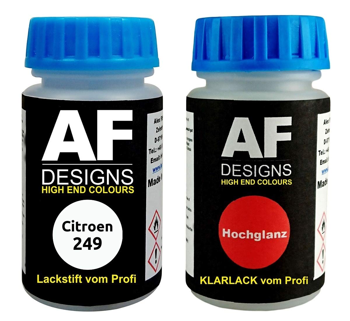 Lackstift für Citroen 249 Blanc Banquise + Klarlack je 50ml Autolack Basislack Set von Alex Flittner Designs