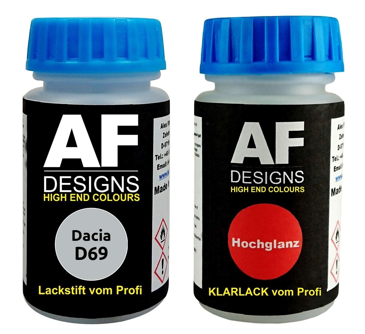 Alex Flittner Designs Lackstift für Dacia D69 Gris Platine Metallic + Klarlack je 50ml Autolack Basislack Set von Alex Flittner Designs