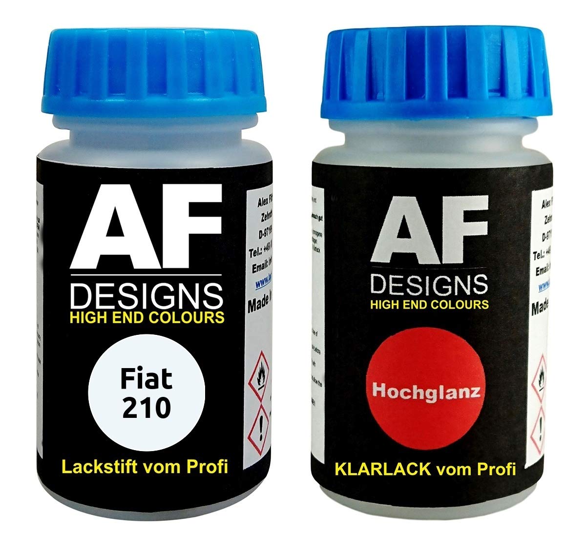 Alex Flittner Designs Lackstift für Fiat 210 Bianco + Klarlack je 50ml Autolack Basislack SET von Alex Flittner Designs