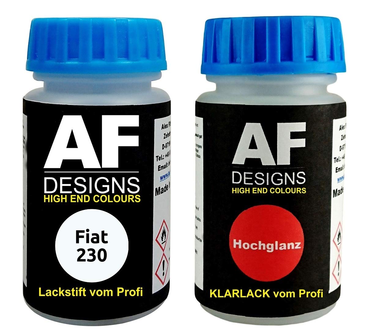 Alex Flittner Designs Lackstift für Fiat 230 Bianco Freddo + Klarlack je 50ml Autolack Basislack SET von Alex Flittner Designs