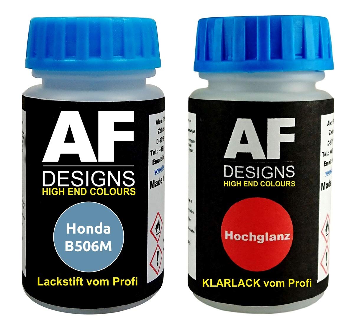 Alex Flittner Designs Lackstift für Honda B506M Ice Blue Metallic + Klarlack je 50ml Autolack Basislack Set von Alex Flittner Designs