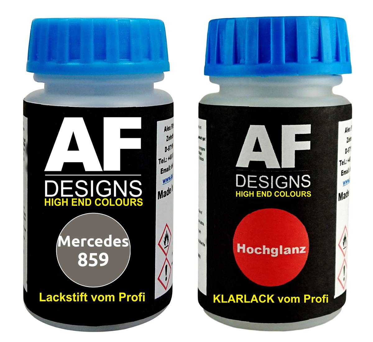 Lackstift für Mercedes/Daimler Benz 859 Mojavesilver Metallic + Klarlack je 50ml Autolack Basislack Set von Alex Flittner Designs