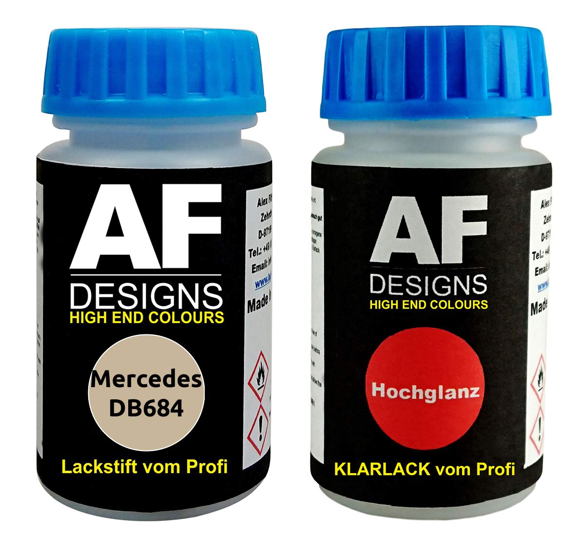 Lackstift für Mercedes/Daimler Benz DB684 Taiga Beige + Klarlack je 50ml Autolack Basislack Set von Alex Flittner Designs