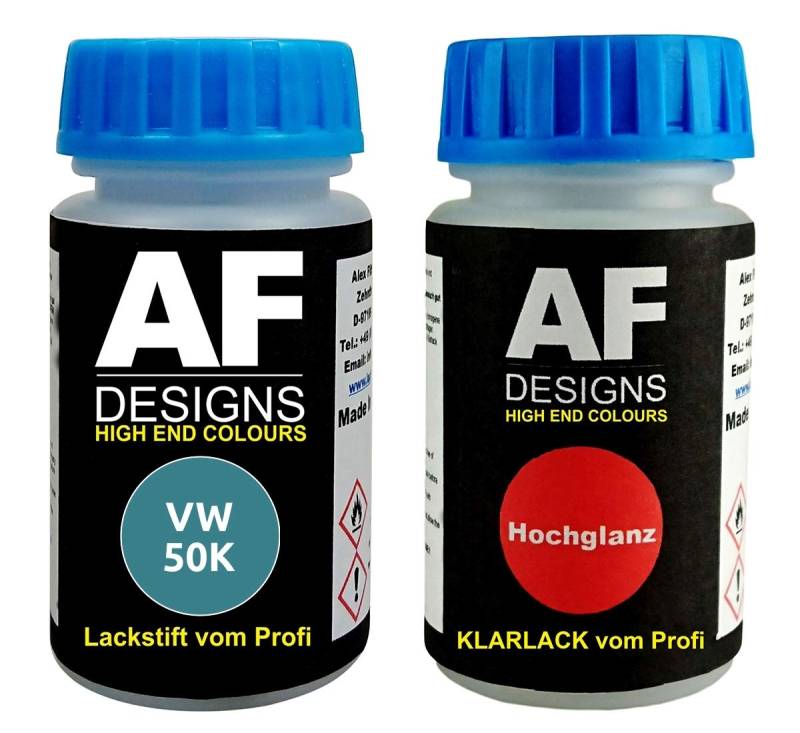 Lackstift für VW/Volkswagen 50K Neptunblau + Klarlack je 50ml Autolack Set von Alex Flittner Designs