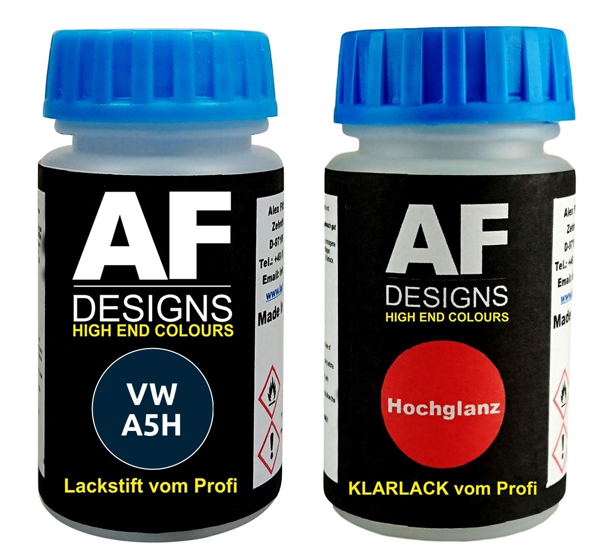 Lackstift für VW/Volkswagen A5H Deep Ocean Blue + Klarlack je 50ml Autolack Set von Alex Flittner Designs