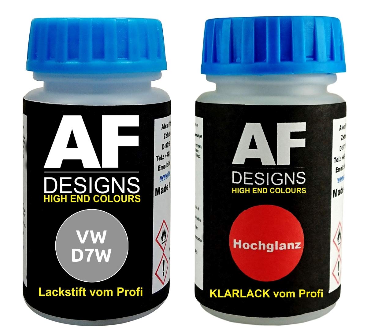 Lackstift für VW/Volkswagen D7W Gris Urbano Metallic + Klarlack 50ml Autolack Set von Alex Flittner Designs