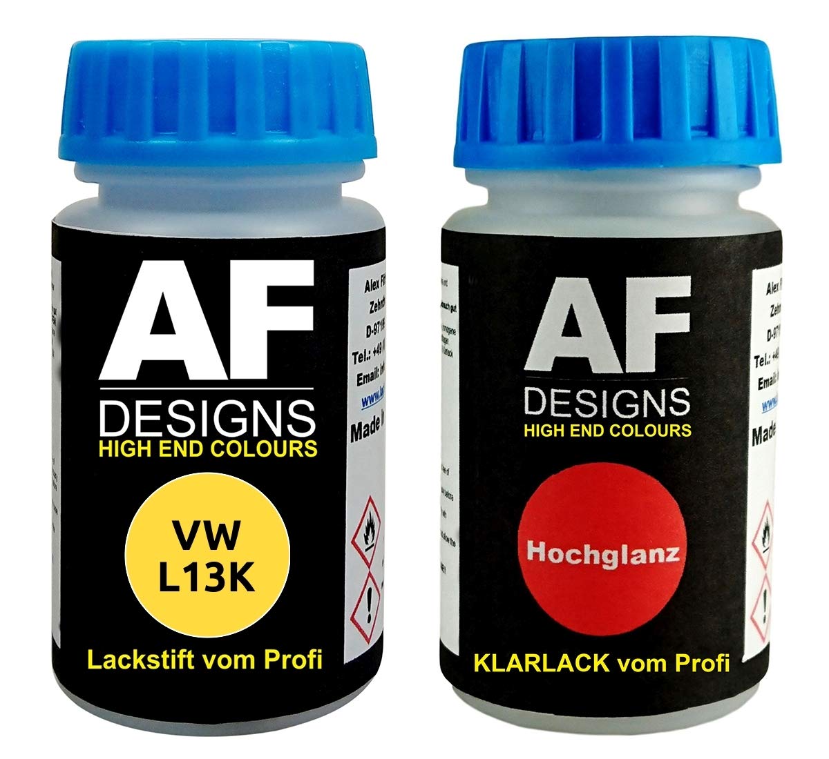 Lackstift für VW/Volkswagen L13K Sonnengelb + Klarlack je 50ml Autolack Set von Alex Flittner Designs