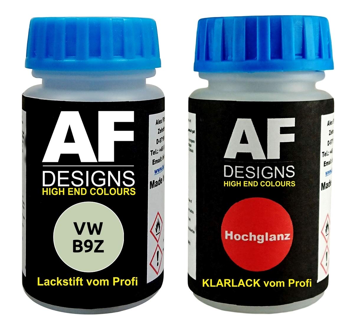 Lackstift für VW Volkswagen B9Z LB9Z White Silver Metallic + Klarlack 50ml Autolack von Alex Flittner Designs