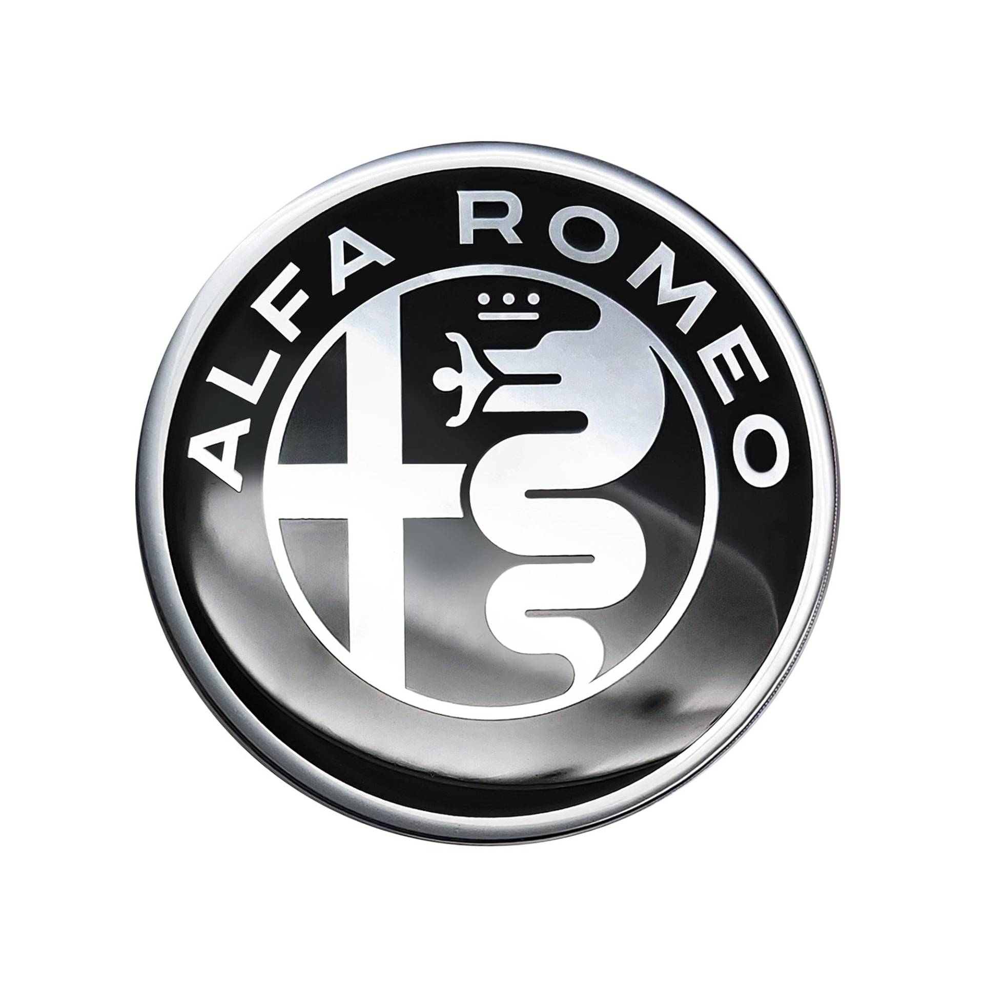 Alfa Romeo Logo Offizielle 3D Aufkleber, Schwarz auf Weiß, Durchmesser: 48 mm von Alfa Romeo