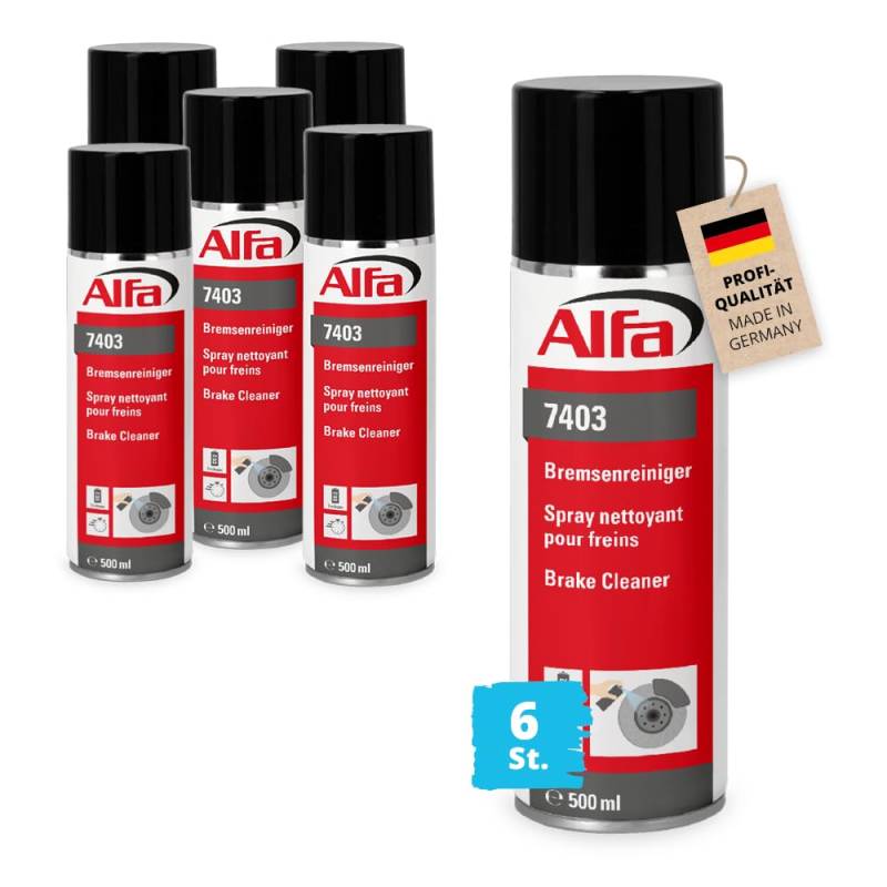 Alfa 12x Bremsenreiniger 500 ml Profi-Qualität Premium-Reiniger Bremsen Spray kraftvoll rückstandsfrei gegen Öle Fette Harze - Made in Germany von Alfa