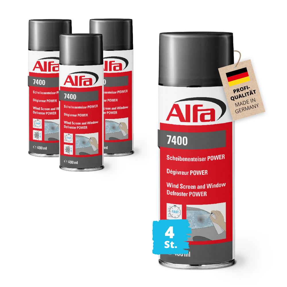 Alfa 4X Scheibenenteiser 400 ml Profi-Qualität Power Spraydose schnelle Enteisung bis -20°C Winter Entfroster Scheiben Enteiser Türschloss Türdichtung EIS Frost von Alfa