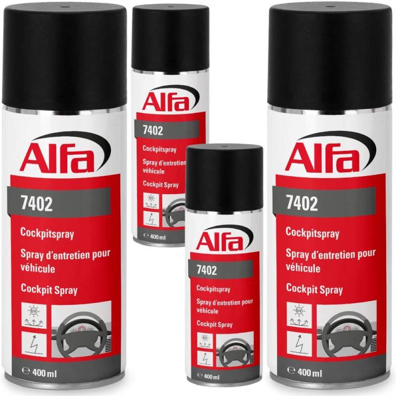 Alfa Cockpitspray 4 x 400 ml Auto Innenraum Reiniger Kunststoffreiniger gründliche professionelle Autoreinigung von Alfa