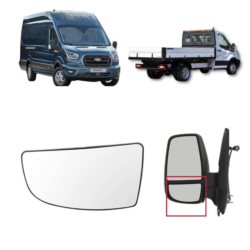 ALIGOPARTS LINKS Unteres Außenspiegelglas für Fahrerseite Ford Transit MK8 2014+ mit Totwinkel | Ersatz für 1855103, BK31-17C18-AA | Passend für Modelle 2014-2023 (Links Unten) von Aligoparts