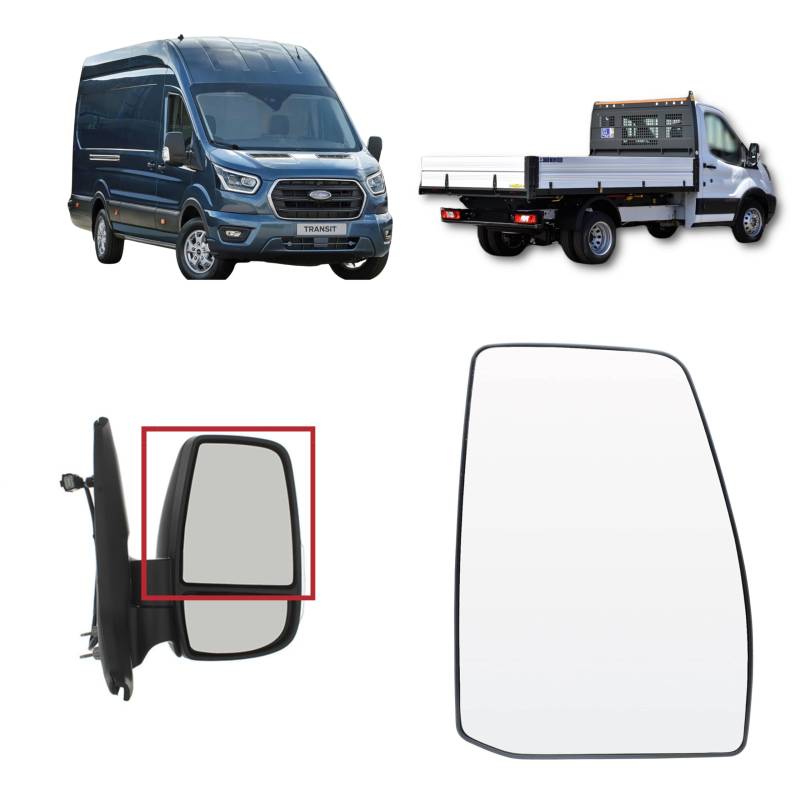 ALIGOPARTS RECHTS Oberes Außenspiegelglas ohne Heizung für Beifahrerseite Ford Transit MK8 2014-2024 | Ersatz für BK31-17K740-BA, 1823994 | Passend für Van und Tipper von Aligoparts