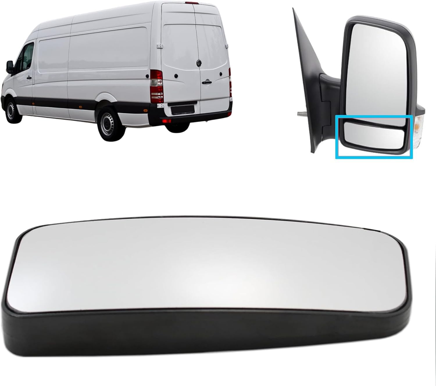 ALIGOPARTS Rechtes Unteres Außenspiegelglas für Mercedes Sprinter & VW Crafter (2006-2018) | OEM A0028113933 | Beifahrerseite Unteres Spiegelglas von Aligoparts