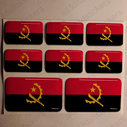 All3DStickers Aufkleber Angola Flagge 8 x Flaggen von Angola Rechteckig 3D Kfz-Aufkleber Gedomt Fahne von All3DStickers