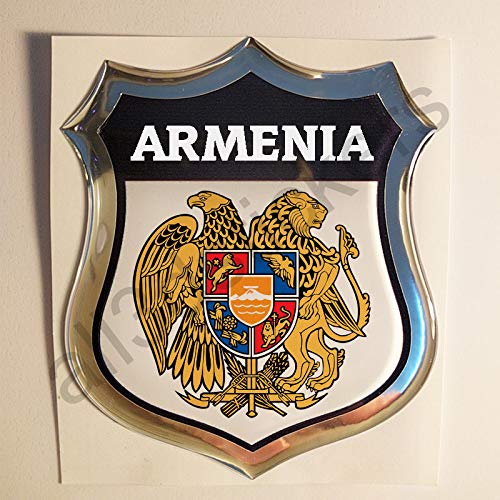 All3DStickers Aufkleber Armenien Wappen Kfz-Aufkleber Armenien Emblem Gedomt Flagge 3D Fahne von All3DStickers