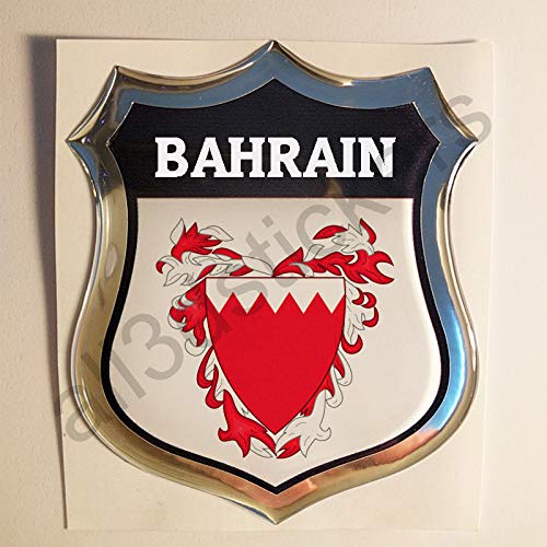 All3DStickers Aufkleber Bahrain Wappen Kfz-Aufkleber Bahrain Emblem Gedomt Flagge 3D Fahne von All3DStickers