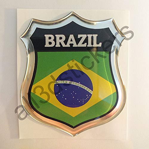 All3DStickers Aufkleber Brasilien Kfz-Aufkleber Brasilien Emblem Gedomt Flagge 3D Fahne von All3DStickers