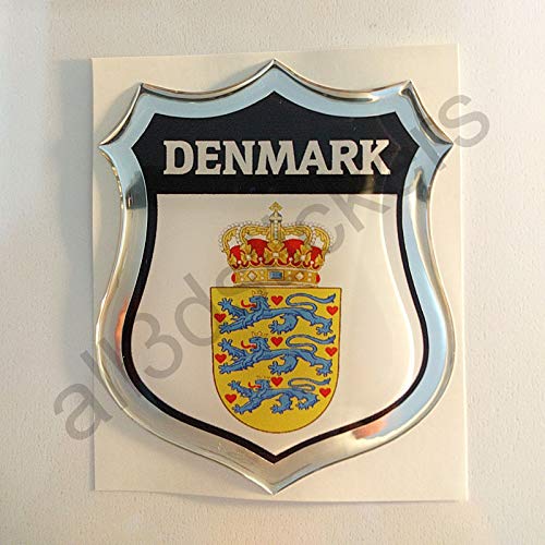 All3dstickers Aufkleber / Sticker Dänemark Harz 3D Emblem Dänemark Wappen Domed Doming von All3DStickers