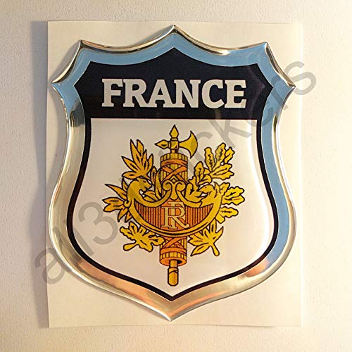 All3DStickers Aufkleber Frankreich Wappen Kfz-Aufkleber Frankreich Emblem Gedomt Flagge 3D Fahne von All3DStickers