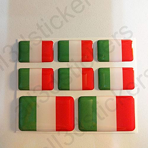 All3DStickers Aufkleber Italien Flagge 8 x Flaggen von Italien Rechteckig 3D Kfz-Aufkleber Gedomt Fahne von All3DStickers