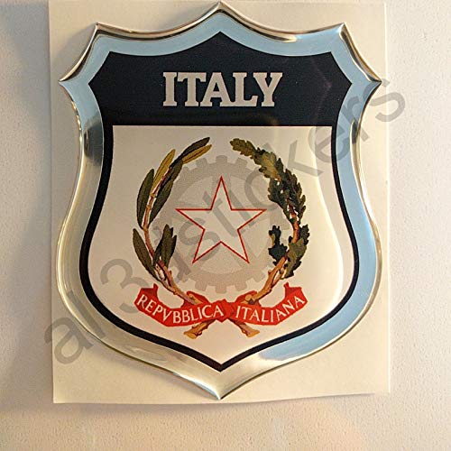 All3DStickers Aufkleber Italien Wappen Kfz-Aufkleber Italien Emblem Gedomt Flagge 3D Fahne von All3DStickers