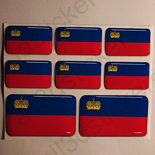 All3DStickers Aufkleber Liechtenstein Flagge 8 x Flaggen von Liechtenstein Rechteckig 3D Kfz-Aufkleber Gedomt Fahne von All3DStickers