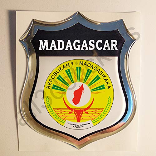 All3DStickers Aufkleber Madagaskar Wappen Kfz-Aufkleber Madagaskar Emblem Gedomt Flagge 3D Fahne von All3DStickers