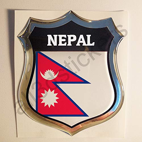 All3DStickers Aufkleber Nepal Kfz-Aufkleber Nepal Emblem Gedomt Flagge 3D Fahne von All3DStickers