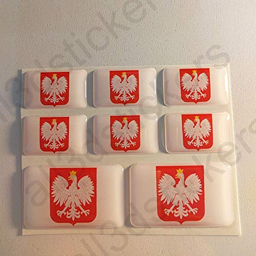 All3DStickers Aufkleber Polen Wappen 8 x Wappen von Polen Rechteckig 3D Kfz-Aufkleber Gedomt Flaggen Fahne von All3DStickers