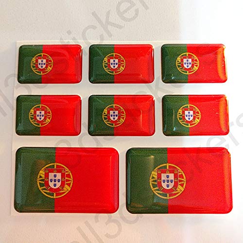 All3DStickers Aufkleber Portugal Flagge 8 x Flaggen von Portugal Rechteckig 3D Kfz-Aufkleber Gedomt Fahne von All3DStickers