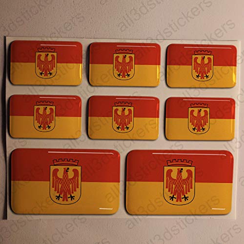 All3DStickers Aufkleber Potsdam Deutschland Flagge 8 x Flaggen von Potsdam Deutschland Rechteckig 3D Kfz-Aufkleber Gedomt Fahne von All3DStickers