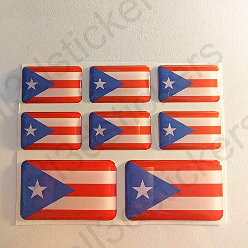 All3DStickers Aufkleber Puerto Rico Flagge 8 x Flaggen von Puerto Rico Rechteckig 3D Kfz-Aufkleber Gedomt Fahne von All3DStickers