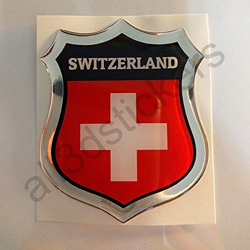 All3DStickers Aufkleber Schweiz Harz 3D Emblem Schweiz Domed Flagge von All3DStickers