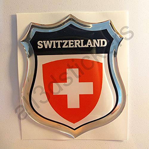 All3DStickers Aufkleber Schweiz Wappen Kfz-Aufkleber Schweiz Emblem Gedomt Flagge 3D Fahne von All3DStickers