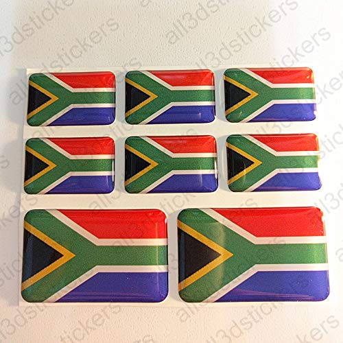 All3DStickers Aufkleber Südafrika Flagge 8 x Flaggen von Südafrika Rechteckig 3D Kfz-Aufkleber Gedomt Fahne von All3DStickers