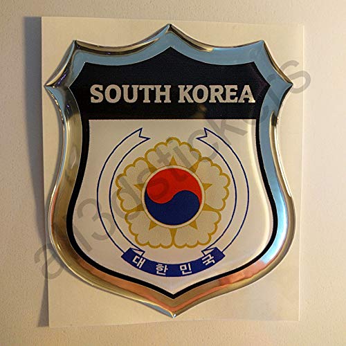 All3DStickers Aufkleber Südkorea Wappen Kfz-Aufkleber Südkorea Emblem Gedomt Flagge 3D Fahne von All3DStickers