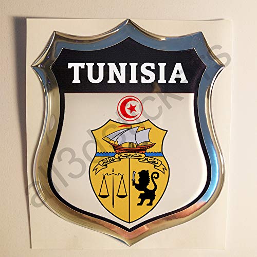 All3DStickers Aufkleber Tunesien Wappen Kfz-Aufkleber Tunesien Emblem Gedomt Flagge 3D Fahne von All3DStickers