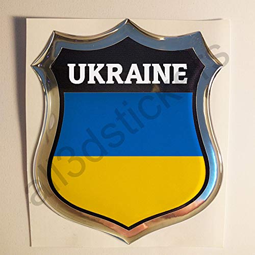 All3DStickers Aufkleber Ukraine Harz 3D Emblem Ukraine Kuppel Flagge von All3DStickers