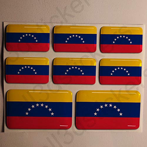 All3DStickers Aufkleber Venezuela Flagge 8 x Flaggen von Venezuela Rechteckig 3D Kfz-Aufkleber Gedomt Fahne von All3DStickers