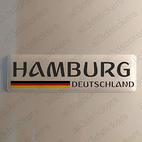 Hamburg Deutschland Aufkleber Hamburg 120x30mm Autoaufkleber Flagge 3D Fahne Germany von All3DStickers